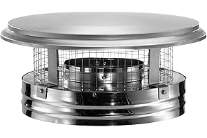 DuraVent DuraPlus 8 Inch Stainless Steel Round Chimney Cap with Triple Wall Design, Spark Arrestor Screen and Removable Screws, Silver