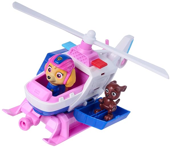 PAW PATROL – SEARCH & RESCUE: SKYES RESCUE HELICOPTER, VEHICLE WITH PULL BACK MOTOR, APPROX. 15 CM, INCLUDES DOG FIGURE AND KANGAROO, DETAILED DESIGN FROM THE SERIES, TOYS FROM 3 YEARS