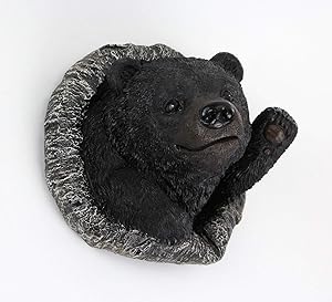 De Leon Collection Resin Black Waving Bear Tree Mounted Garden Decor Outdoor Statue Yard Ornament
