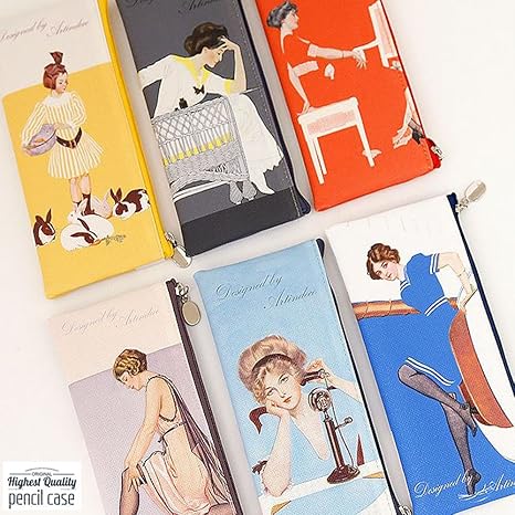 Amazon イラストレーション ペンケース 6種 ペンポーチ 化粧ポーチ
