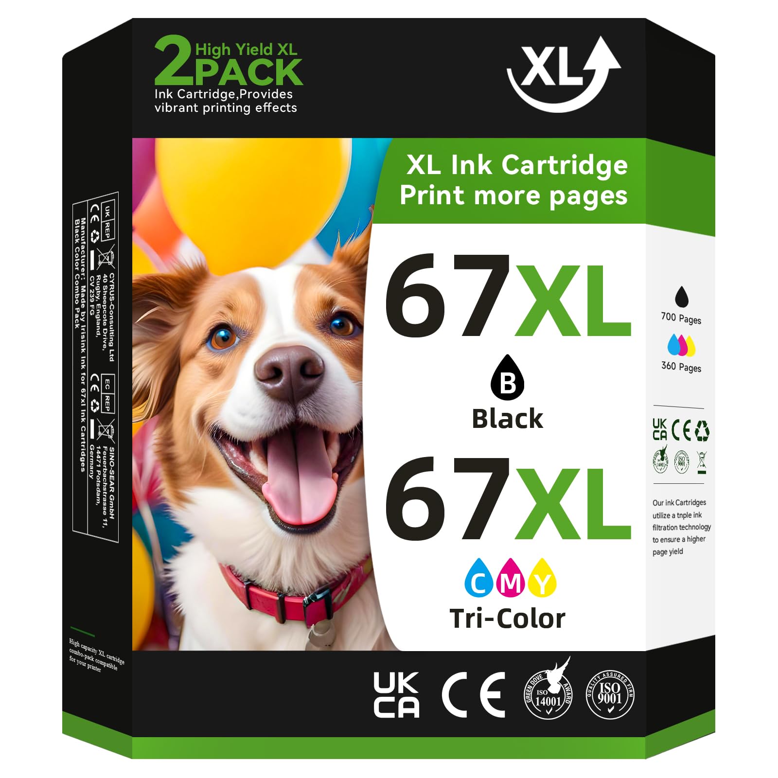 67XL Printer Ink Compatible for HP 67XL Ink Cartridges Black Color Combo Pack Compatible for HP Ink 67 Fit for DeskJet 2700e 2700 2855e 2827e 2755e 2755 4155e 4255e for Envy 6000 6055e 6400 Printer