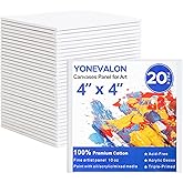 Mini Canvas for Painting 4x4 inch, 20 Pack Small Painting Canvases for Novices & Artists, Gesso Primed Acid-Free 100% Cotton, Blank Canvas Boards Panels for Oil, Watercolor, Acrylic, etc