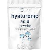 Micro Ingredients Hyaluronic Acid Serum Powder, 50 Grams | Low Molecular Weight, Cosmetics Grade | Skin Hydration and Moisture Support Supplements | Vegan, Water Soluble (Within 2 Hours)