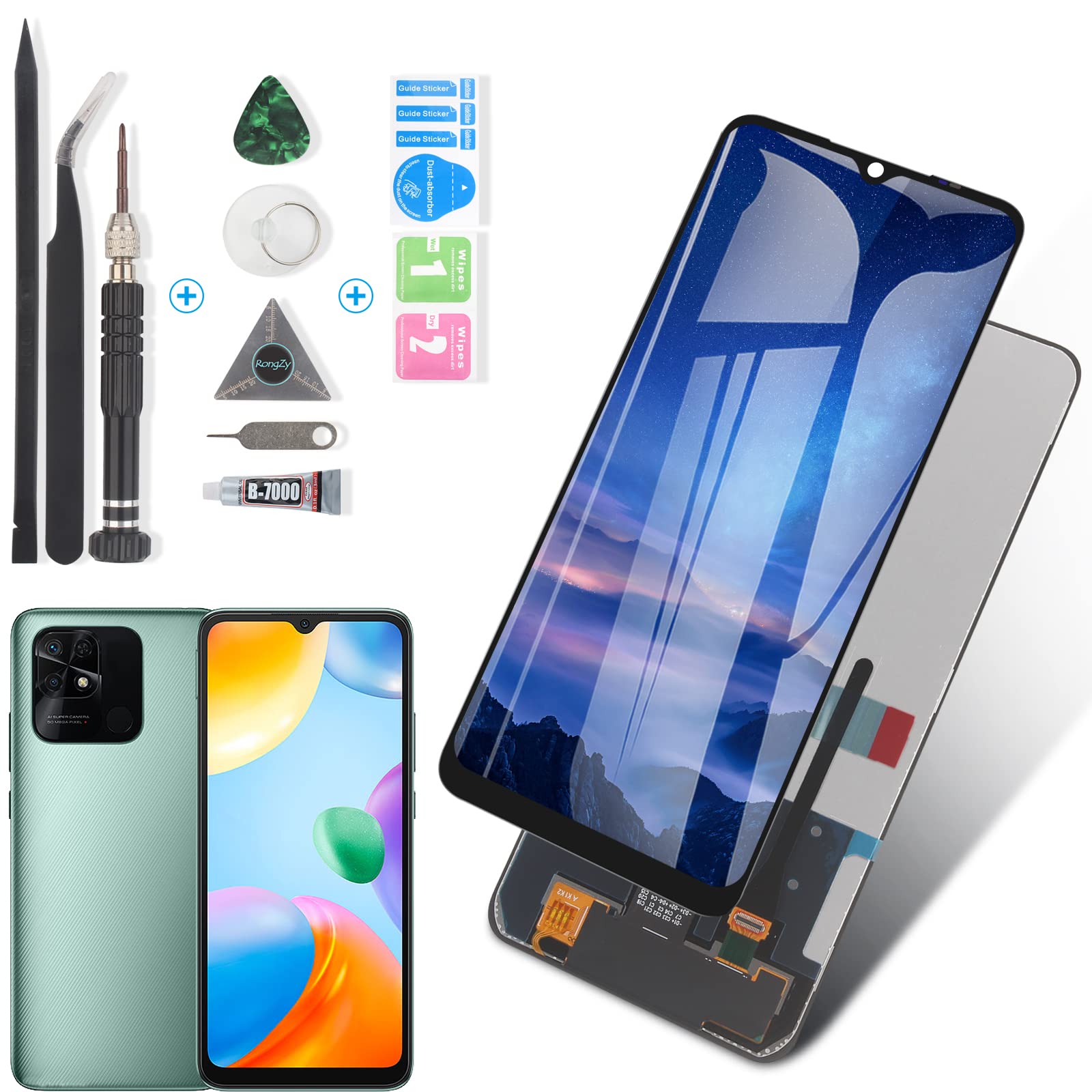 RongZy LCD Display for Xiaomi Redmi 10c 220333QBI 220333QAG Touchscreen and LCD Screen Replacement with Repair Tools Kit (Black)