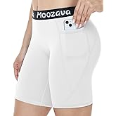 Moozava Women's Spandex Shorts with Pockets - 3"/5"/8" Compression Biker Shorts for Volleyball Yoga Workout Gym No Front Seam
