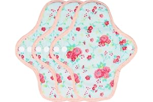 Reusable Panty Liners, 3-piece LUCKYPADS Organic Cotton Panty Liners for Women(7.8 inches, Pattern Red)