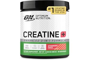 Optimum Nutrition Creatine Monohydrate Plus Powder, Strawberry Peach Flavored Creatine Performance Blend, with Electrolytes for Hydration, Added Vitamins, 40 Servings, 360 Grams (Packaging May Vary)
