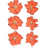 Elegant Bohemian Matte Tiered Triple Flower Dangle Drop Earrings Chic Charm Cute Long Floral Stud Earrings for Women Statement Jewelry Gifts