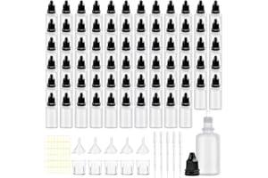 Boocalny 70 Pack Plastic Dropper Bottle, 30 ml / 1 oz Small Empty Squeeze Bottles, Plastic Paint Liquid Eye Dispensing Droppe