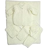 Abelito Newborn Baby Crochet Blanket 5 Piece Set Hat, Booties, Sweater, Pants