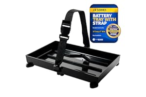 Five Oceans Marine Battery Tray for Boat, Group 24, Black, 11" x 7" - Boat Battery Holder with Hold-Down Strap for Boat, Fishing Boat, Yatch, Trailer, RV - FO-2360