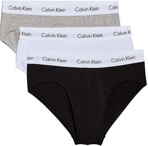 Calvin Klein Men's Hip Briefs, Black/White/Grey Heather, M
