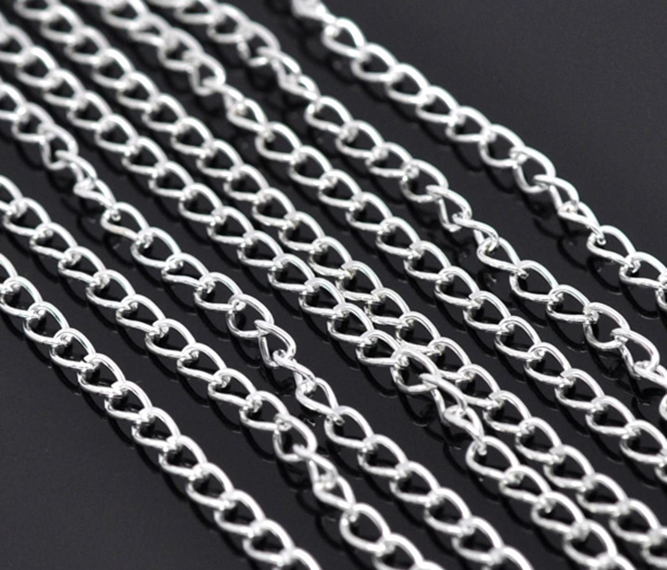 Pack of 5 Metre Silver Plated 6.4mm x 4.2mm Open Curb Link Chain for Jewellery Making Crafts, Scrapbooking or Cardmaking