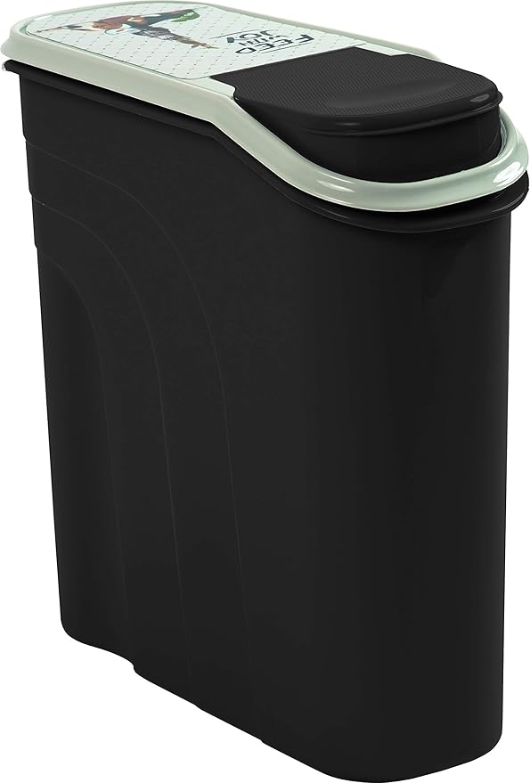 Rotho Filo Tierfutterbehälter 6 l, Kunststoff (PP), anthrazit mit Motiv 'PET feed with Joy', 6 Liter (28 x 12 x 28 cm)