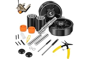 Fit for Crown PTH50 Pallet Jack/Truck Full Wheel Replacement Kit, Pair Steering Wheels 7" x 2", Pair Front Load Roller 2.76"x