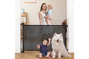 Hooomyai Extra-Wide Retractable Baby & Pet Gate - 34" Tall, Extends up to 71" Wide, Easy One-Hand Operation, Family Choice Award Winner, Safe for Kids & Pets, Indoor & Outdoor, Black