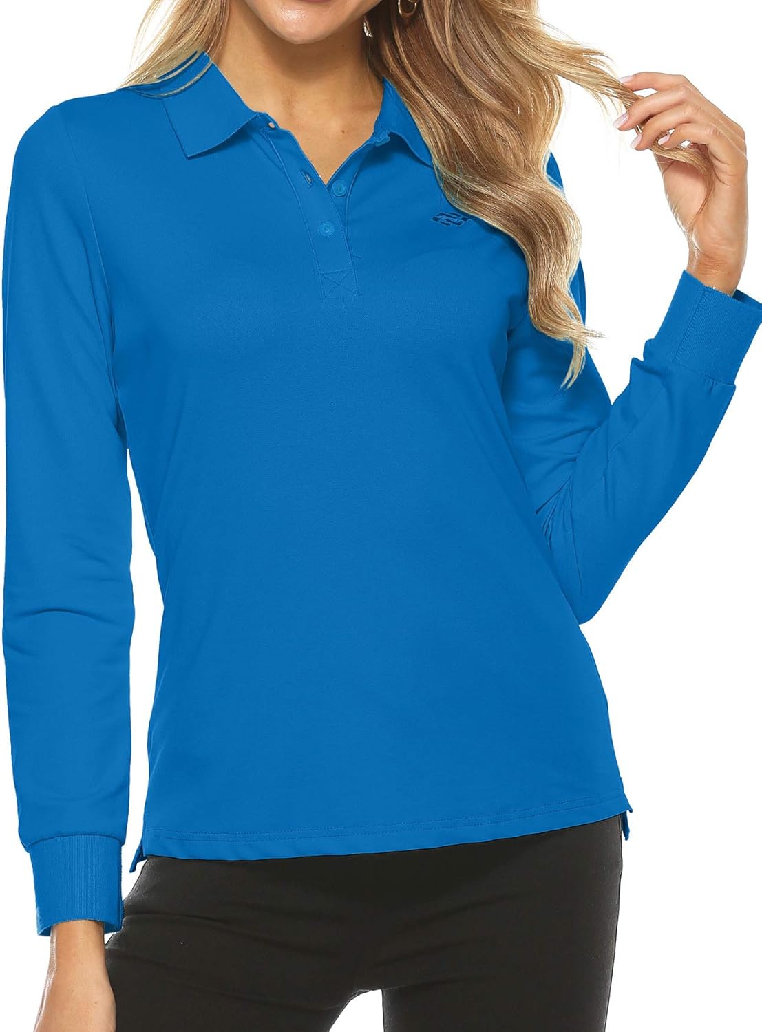 AjezMax Womens Golf Shirts Long Sleeve Polo Shirt Sport Basic Quick Dry Shirt: Clothing