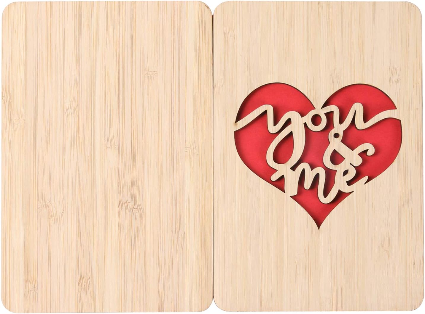 You and Me Greeting Card Handmade with Real Bamboo Wood - Image 4