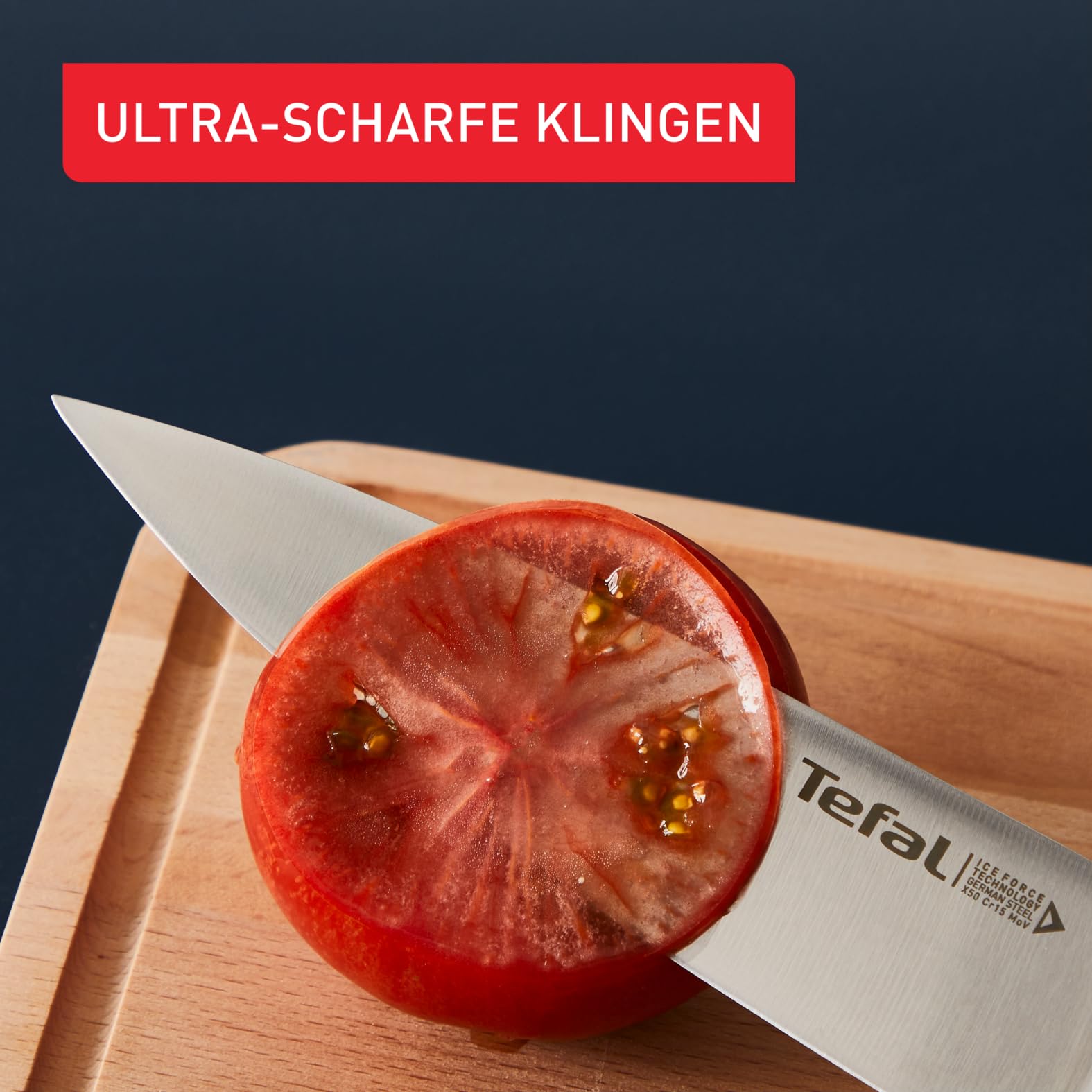 Tefal Ice Force 3er Set, Fleischmesser 20 cm, Santokumesser 18 cm, Universalmesser 11 cm, Edelstahl, schwarz, K232S3 6