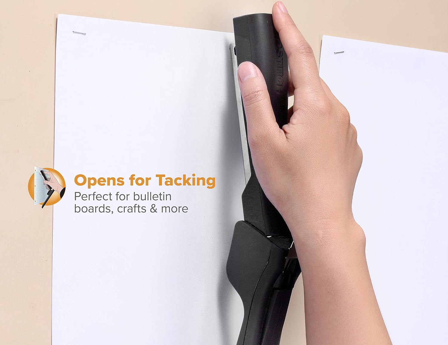 Bostitch Dynamo Stand-Up Stapler with Integrated Staple Remover and Staple Storage (B696-BLK) : Desk Staplers : Office Products