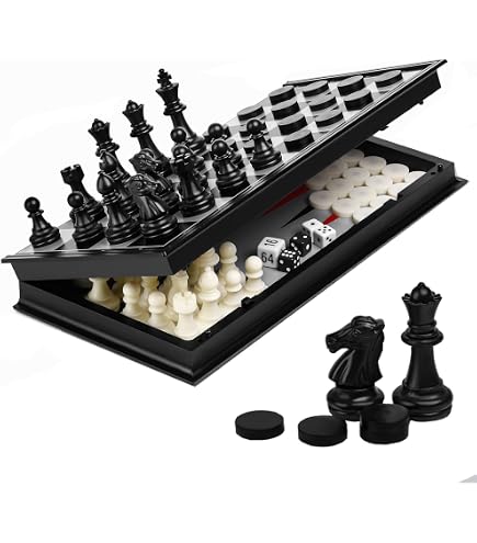 Jeu D'Échecs 3 En 1 Pliable En Bois Massif – Échecs, Dames, Backgammon – Voyage, Débutants, Famille