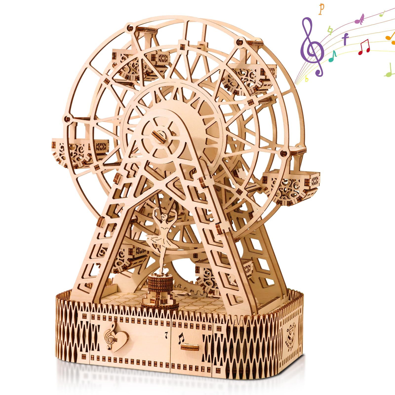 Hallisun 3D Wooden Puzzle for Adults, Ferris Wheel Model City Building Kit, DIY Handicraft Wood Craft Storage Box, Creative Model Hobbies, Birthday Gift for Family Friends, Home Decor, 160PCS — image 1