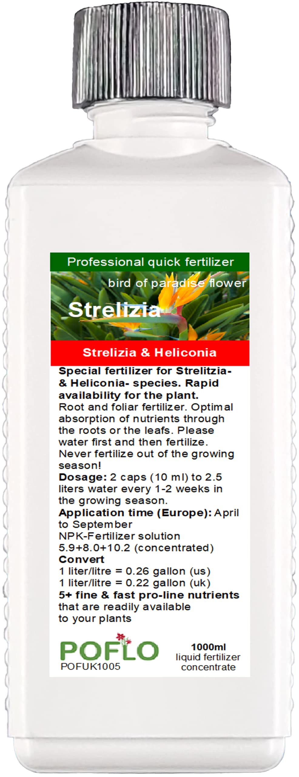 POFLO Strelitzia fertilizer Fertilize heliconia, premium liquid fertilizer from the professional line (1000ml)