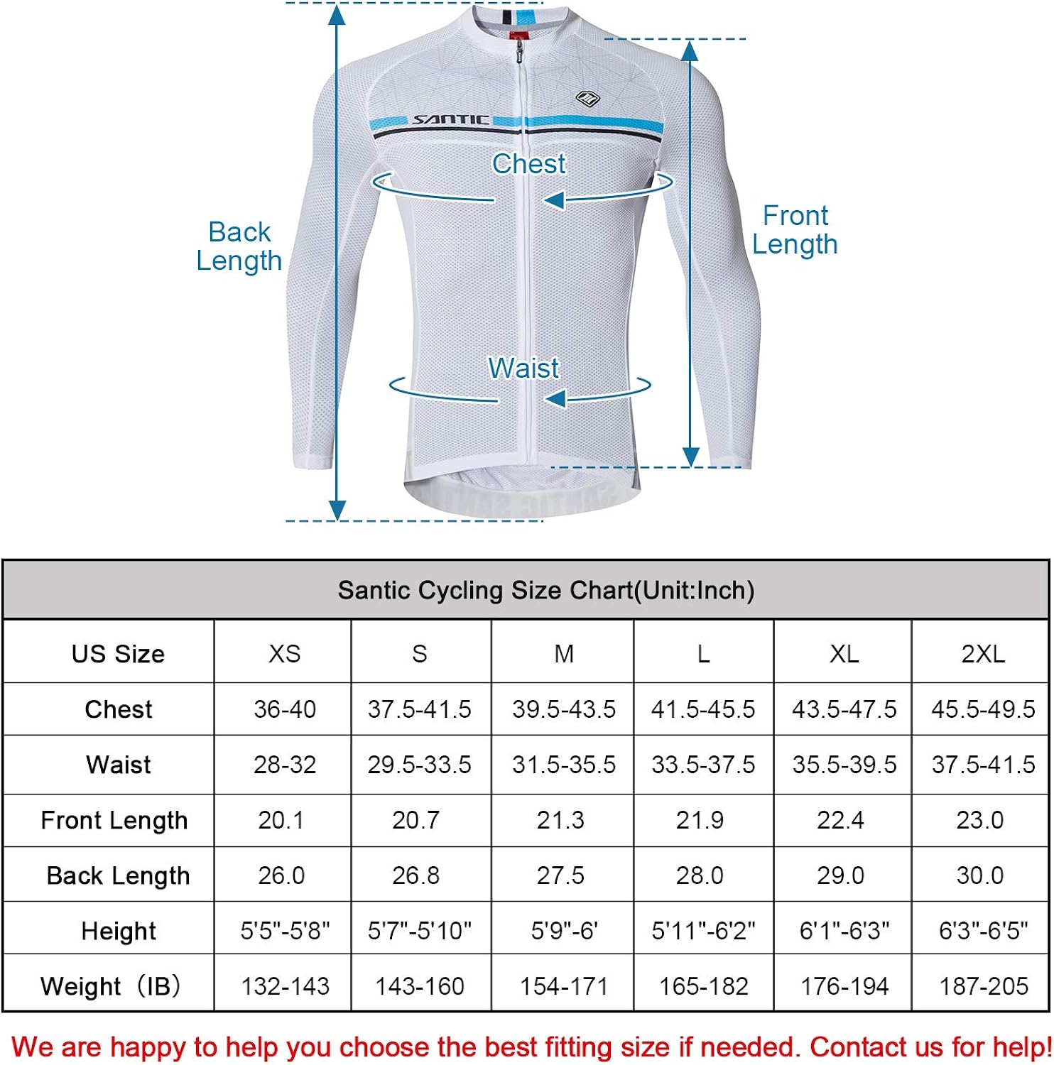 Santic Cycling Jersey Men's Long Sleeve Bike Reflective Full Zip Bicycle Shirts with Pockets : Clothing