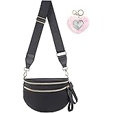 Zyberion Bum Bag Pure Colour Crossbody Bags for Women,Spacious Purse Fanny Packs Belt Oversized (Colour Bum Bag-Black)