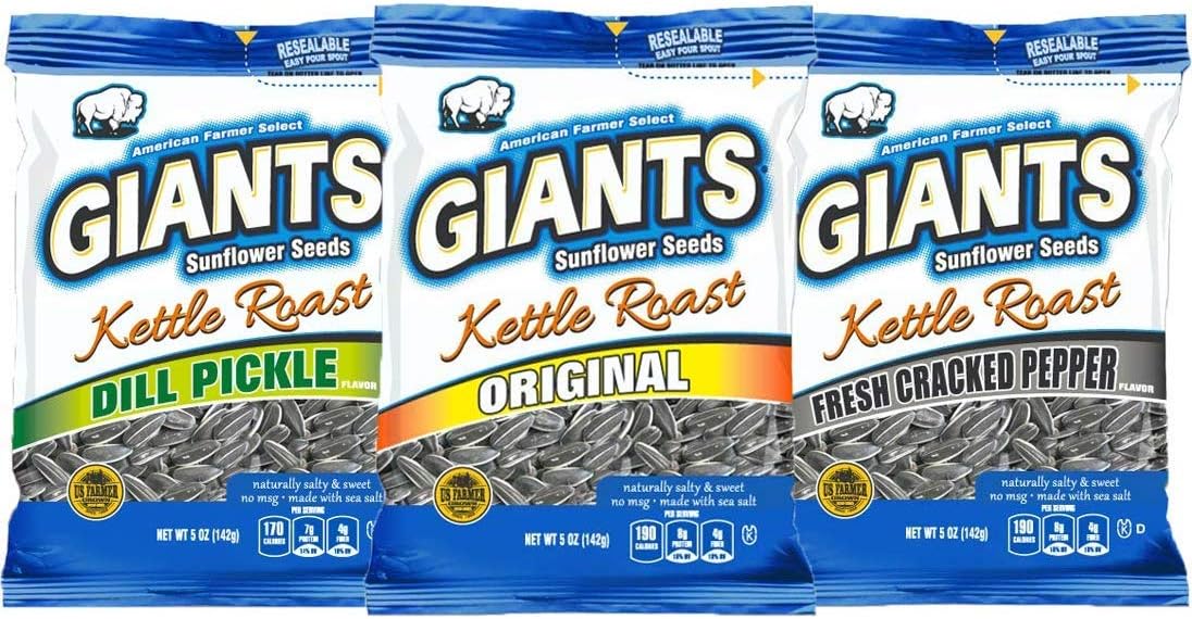 GIANTS Kettle Roast Sunflower Seed Variety Pack, 12 packs - 5 oz. bags