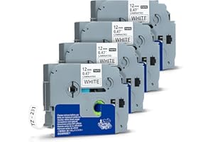 BPXX Replacement for Brother Label Maker Tape, P-Touch Label Tape, Tz 231 Tape 12mm 0.47 Laminated Black on White Tapes, Compatible with Brother PT-D210 H110 D220 D410 D600, 4-Pack