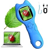 Oripira Kids Microscope Handheld, Autofocus 500X 1080P Microscope for Kids Digital, Mini Portable Pocket Miniscope Kids Toys for Ages 3 4 5 6 7 8 9 10 11 12 Year Old Boys Girls, Blue