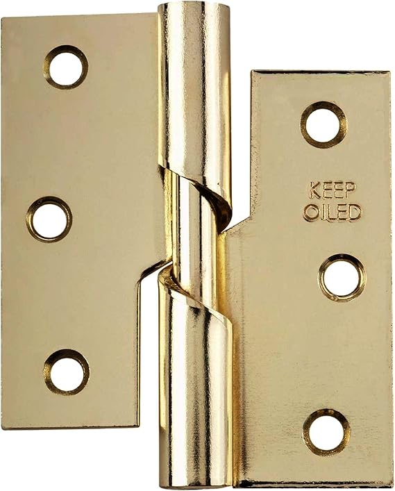 Right Hand Rising Butt Door Hinges Polished Brass on Steel 1 Pair