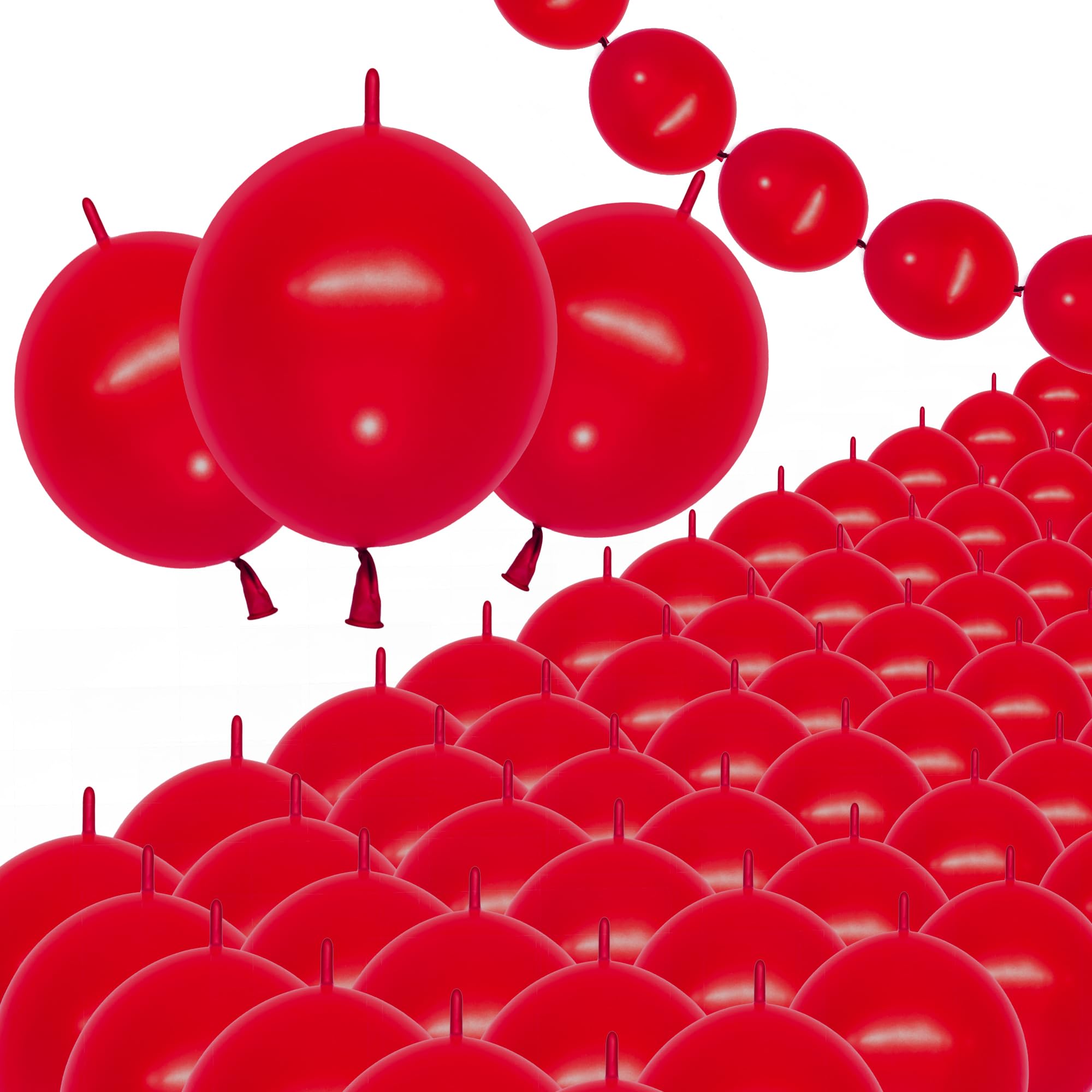 Photo 1 of 10 Inch Red Link Balloons,100 Pcs Latex Linking Balloons for Arches Chains Balloon Wall, Quick Link Balloon for Birthday Wedding Baby Shower Christmas Halloween Party Festival Decorations