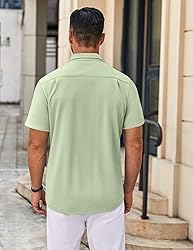 COOFANDY Mens Casual Button Down Shirt Short Sleeve
