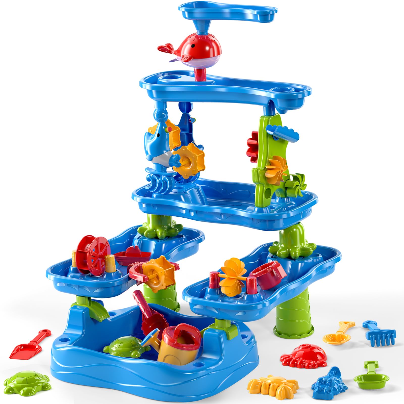 JUKUDAHU Water Table for Kids 3 4 5 6 7 8 Year Old - Water Table with Pond, Sensory Activity Playset, Summer Outdoor Toys for Toddlers 3-5, Sand Toys, Birthday Gifts for Boys Girls 3-8