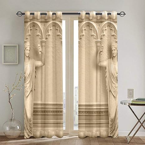 Amazon 遮光遮熱カーテン ギリシャ風壁紙 高級感 寝室 2枚組シンプル セット 260 210cm カーテン オンライン通販