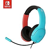 PDP Gaming LVL40 Airlite Stereo Headset for Nintendo Switch/Lite/OLED - Wired Power Noise Cancelling Microphone, Lightweight Soft Comfort On Ear Headphones (Mario Neon - Red & Blue)