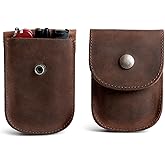 Heather's, Holster Pouch, Durable Waist Bag for Coins, Change, Headphones, Personal Items, Conveniently Attaches to Belt, Full Grain Leather, Handmade, Bourbon Brown
