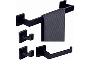 LGSFTBFS 4 Pack Bathroom Hardware Set Black Towel Bar Set Bathroom Hardware Accessories Set with Towel Bars, Wall Mounted 304