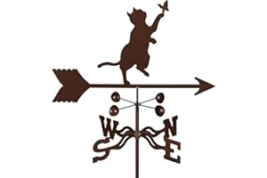 E-Z VANE EZ Vane Steel Cat & Butterfly Weathervane 21” Height, Includes Metal Roof Mount, Wind Cups & Brackets | Hand-Crafted and Family-Owned, Made in The USA with Triple Powder Coating, Limited
