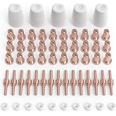 YESWELDER 60-Piece PT31 Plasma Consumables Kit for CUT-45/CUT-50 | 30 tips, 15 electrodes, 10 rings, 5 cups, fits L-TEC PT-31, JG-40, WSD-LG40 plasma cutting torches