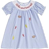 Toddler Baby Girl Crawfish Outfit Smocked Dresses Crab Fish Lobster Dress Cute Little Girls Summer Clothes