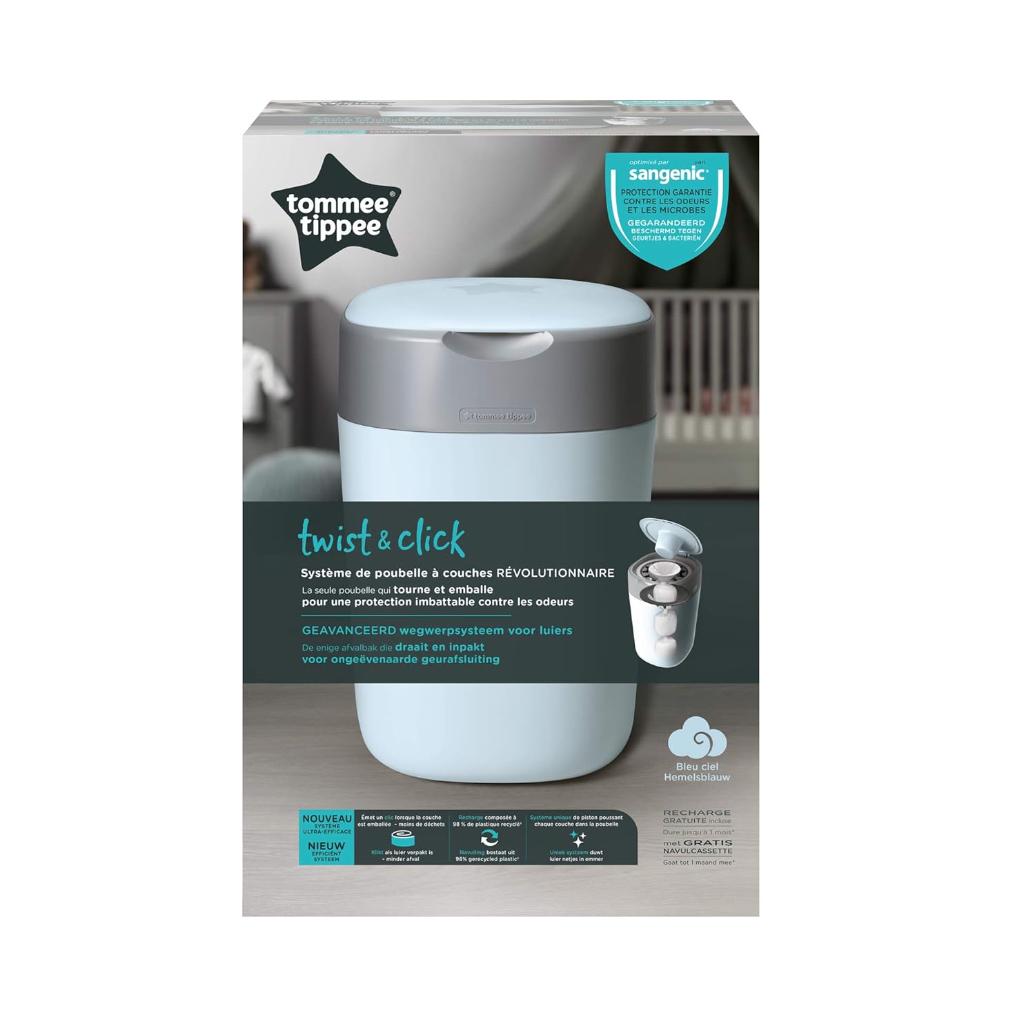 tommee tippee twist & click advanced sangenic nappy disposal bin