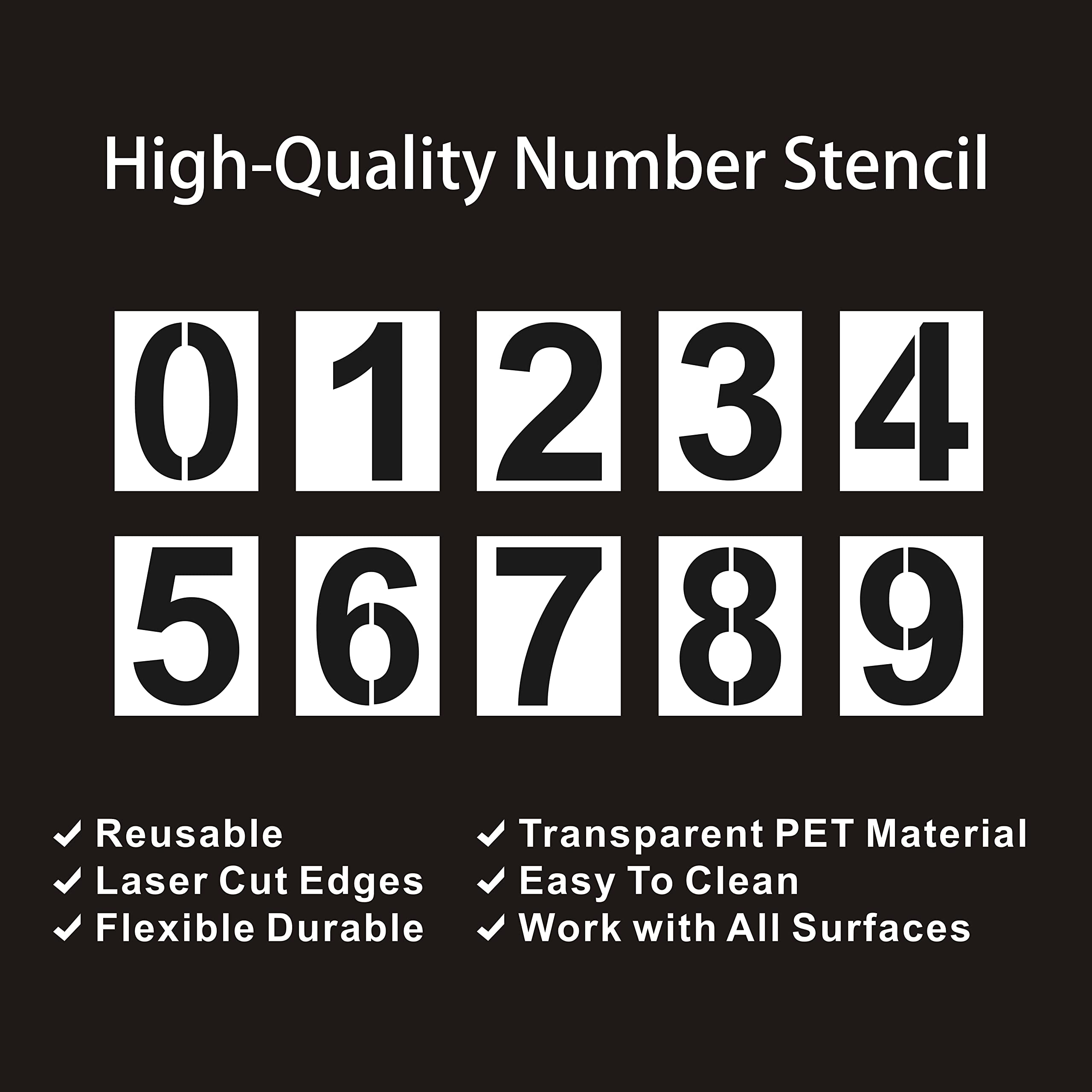 4 Inch Plastic Number Stencils - Reusable Digital Templates for Cake, Address, Painting