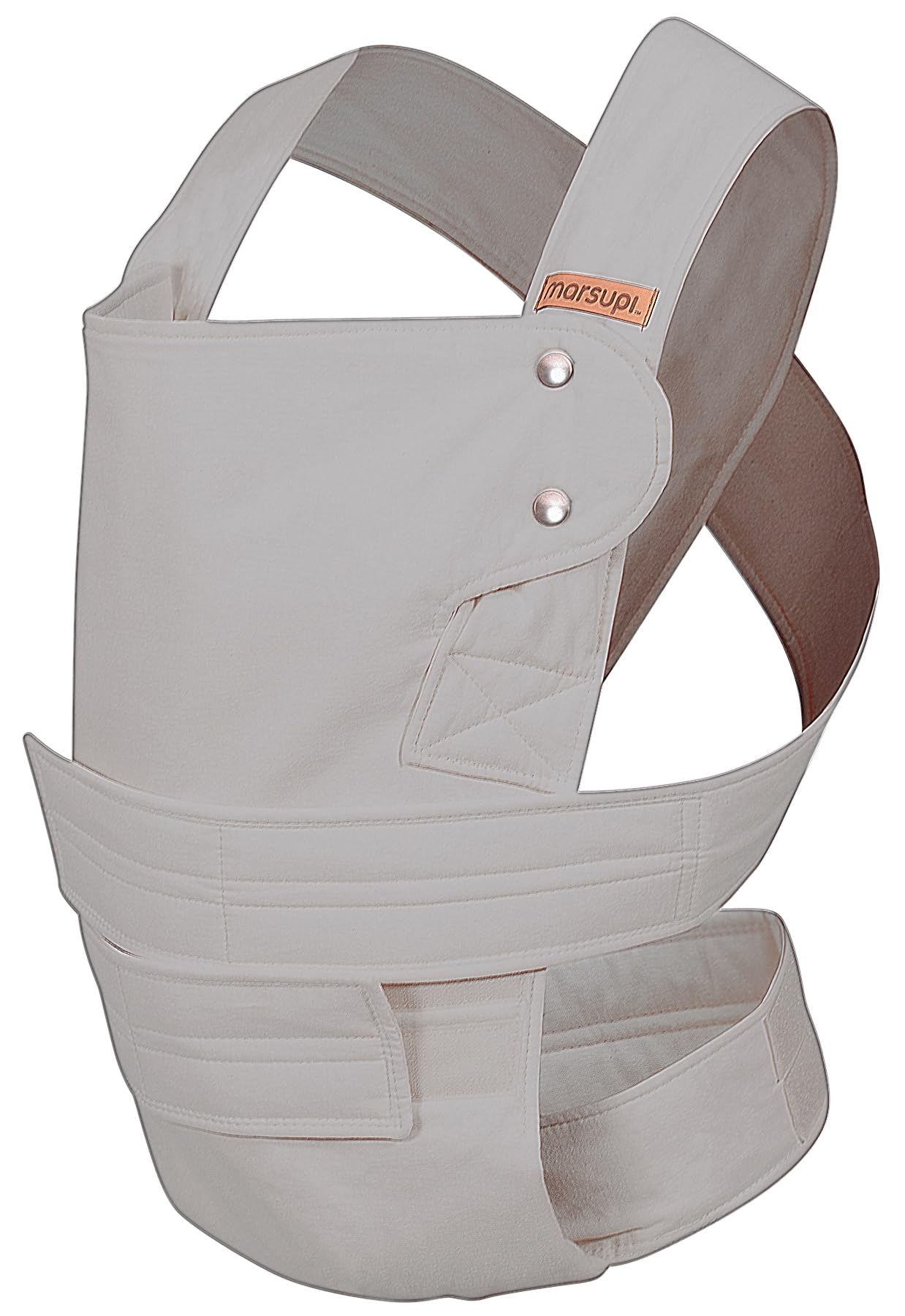 marsupi Baby Carrier for Newborns from Birth up to 15kg - Compact Baby Carrier with Sturdy Velcro System - Made from Breezy Cotton-Linen Fabric - Breeze/Lightgrey/Size XL
