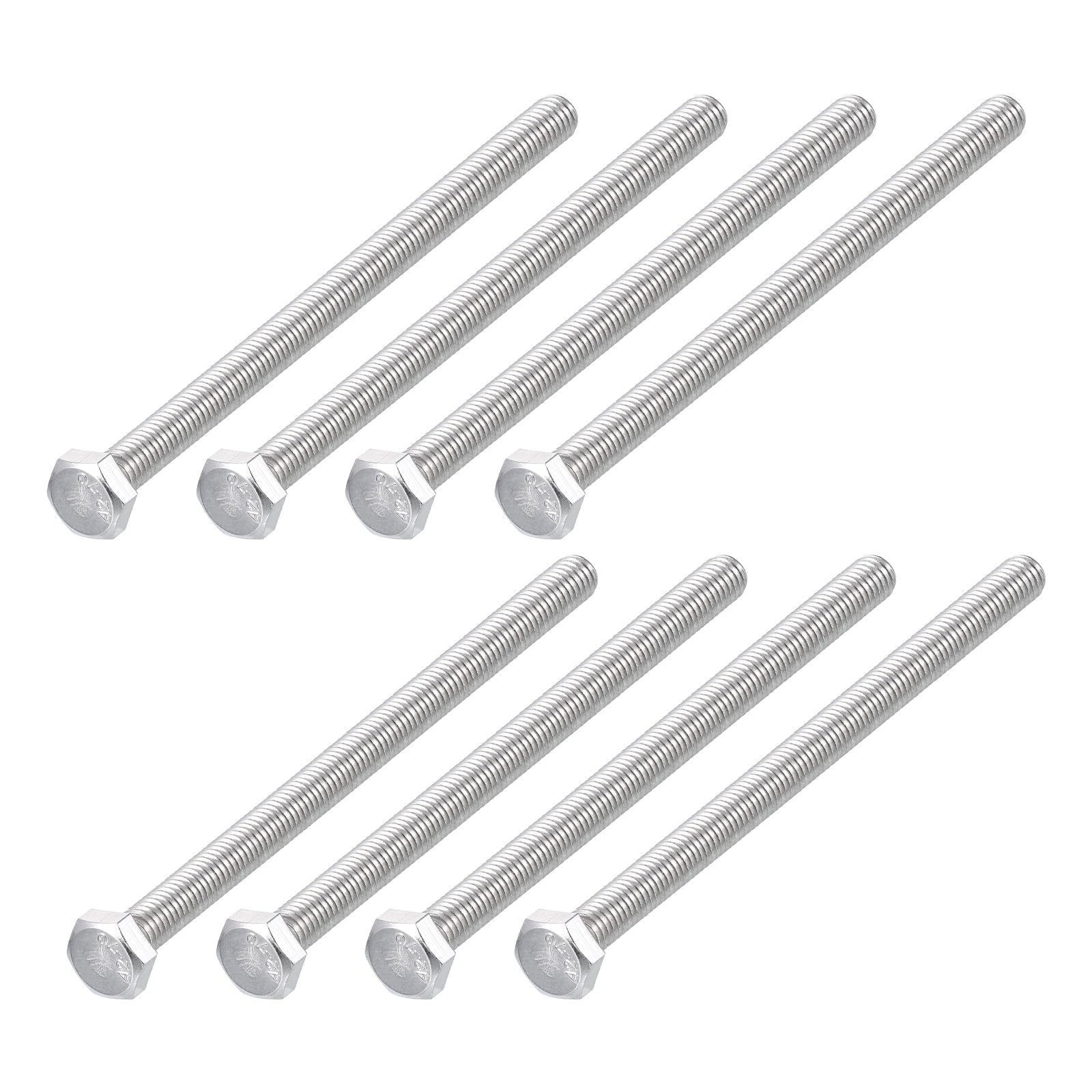 METALLIXITY Hex Bolts (M6-1x100mm) 8Pcs, 304 Stainless Steel Coarse Fully Threaded Hex Head Screw Bolt Machine Screws - for Furniture Repair, Silver