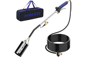DORLOTI Propane Torch Weed Burner Kit,High Output with Storage Bag,Heavy Duty Self Igniter Blow Torch with Turbo Trigger and 10FT Hose,Flamethrower for Weeding,Roofing,Melting Ice
