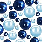 280Pcs Beads Faux Pearls Vase Filler for Centerpieces, Navy+Light Blue 8/14/18mm No Hole Pearls for Vase, Beads for Wedding Makeup Party Home Birthday Table Decor Decoration