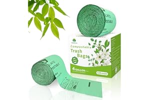 MEDOLAND BPI Certified Compostable Trash Bags 4 Gallon (120Count) - 2X Thicker Than Regular, Leakproof for Kitchen/Bathroom Waste, 90-Day Breakdownin Home/Industrial Use, 0.79mils Plant-Based